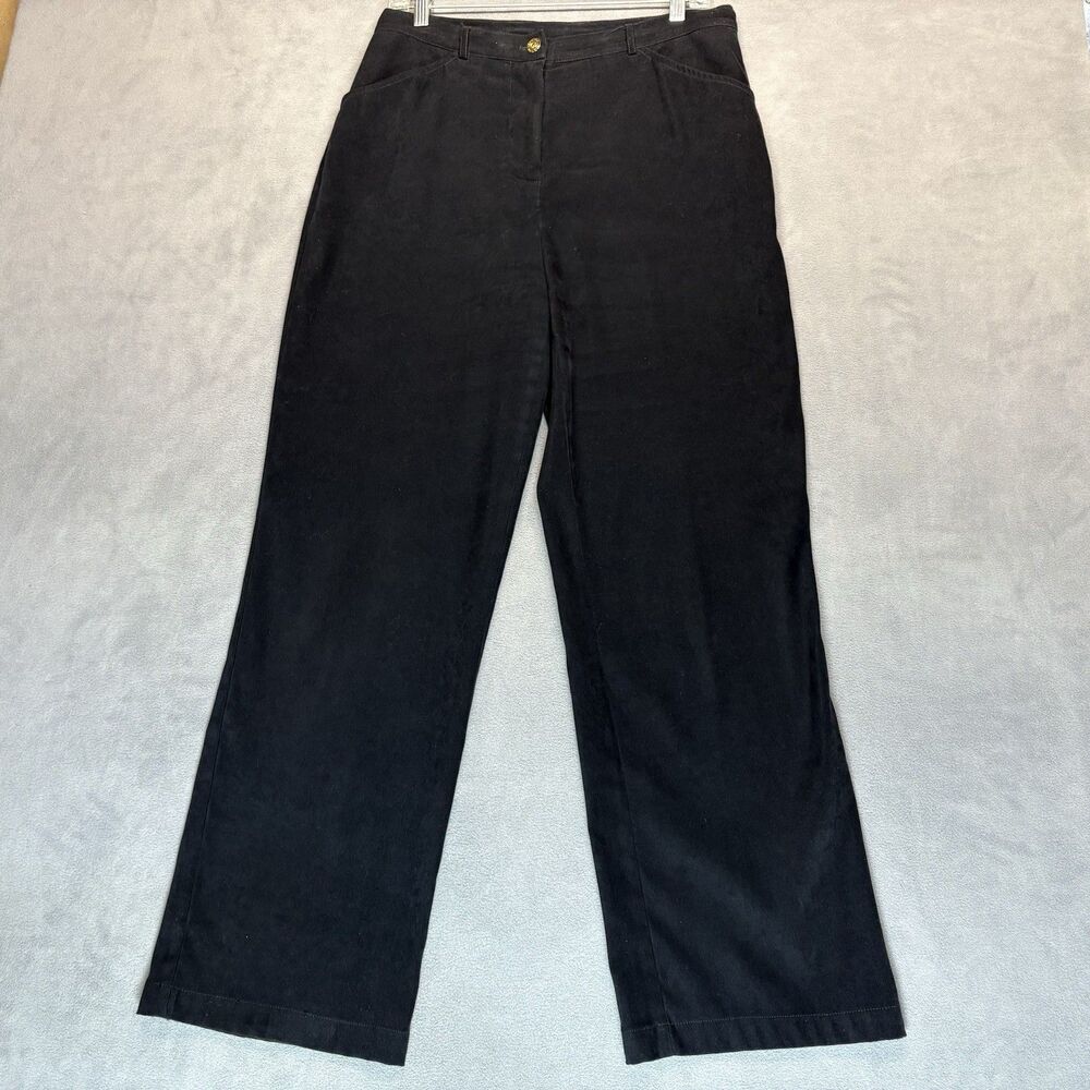 St John Sport By Marie Gray Pants Size 8 Black Straight Suede Feel‎ Quiet Luxury